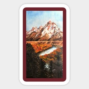 Golden Mountain Autumn Valley Sticker